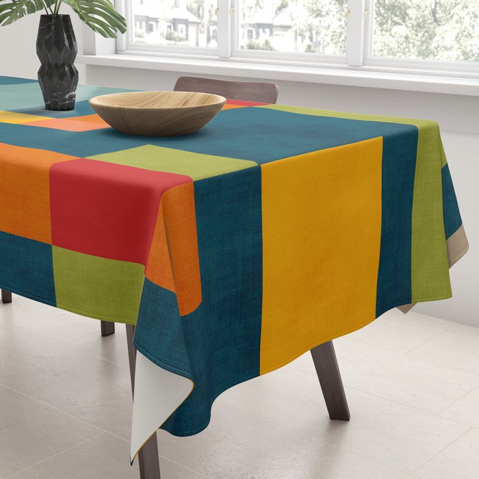 Modern Colorful Geometric Original Artwork Tablecloth Gallery Image 3