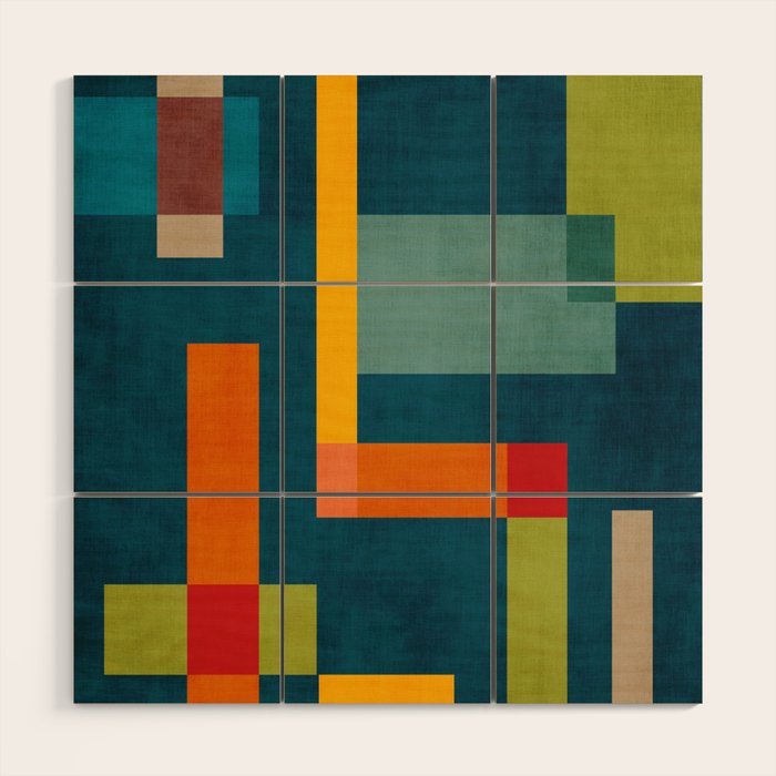 Modern Colorful Geometric Original Artwork Wood Wall Art Gallery Image 1