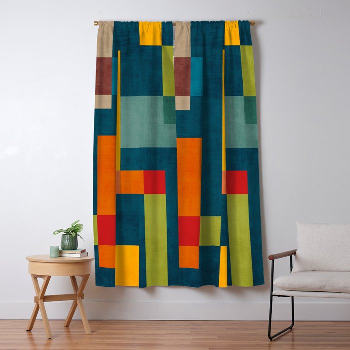 Modern Colorful Geometric Original Artwork Window Curtain Gallery Image 5