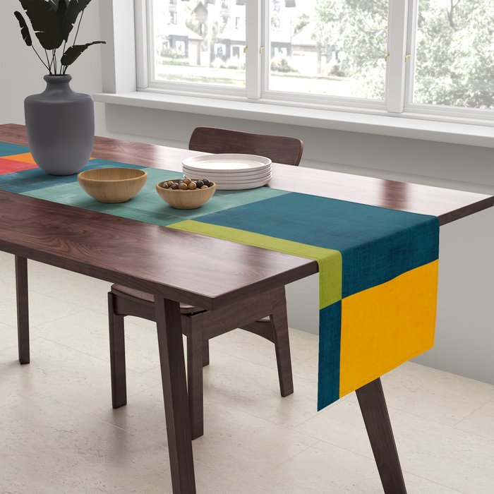 Modern Colorful Geometric Original Artwork Table Runner Gallery Image 2