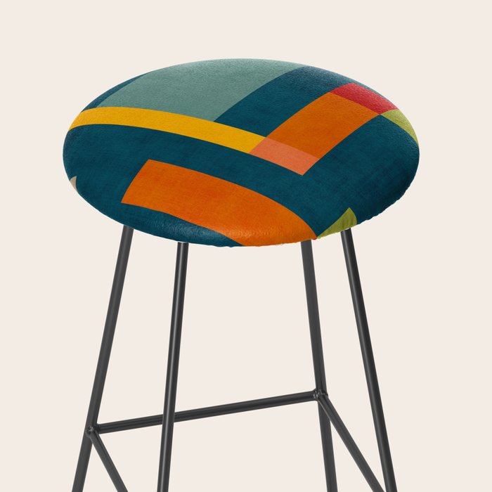Modern Colorful Geometric Original Artwork Stool Gallery Image 2