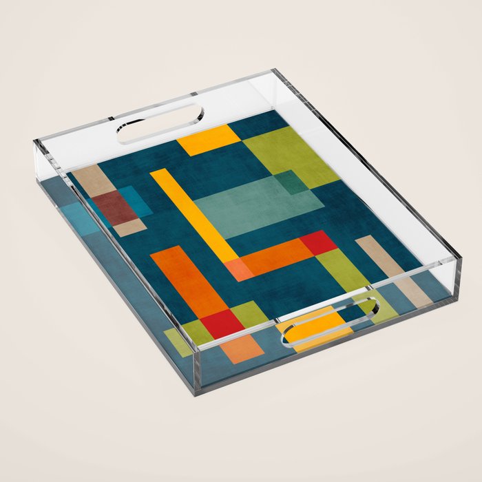 Modern Colorful Geometric Original Artwork Acrylic Tray Gallery Image 1