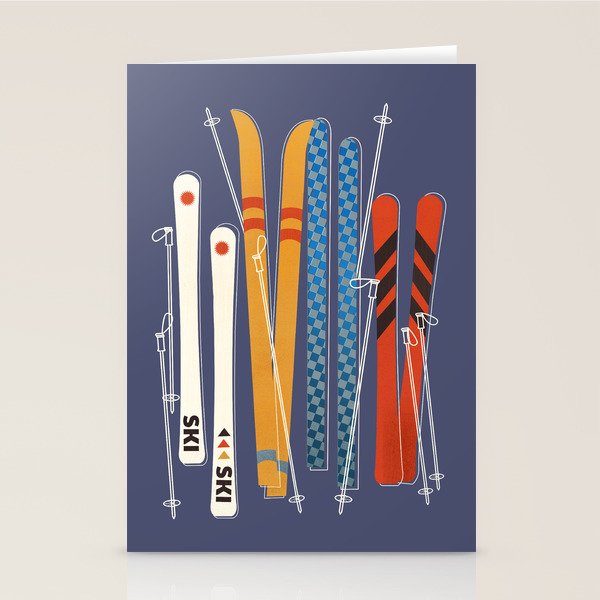 Retro Colorful Skis Stationery Card Gallery Image 2