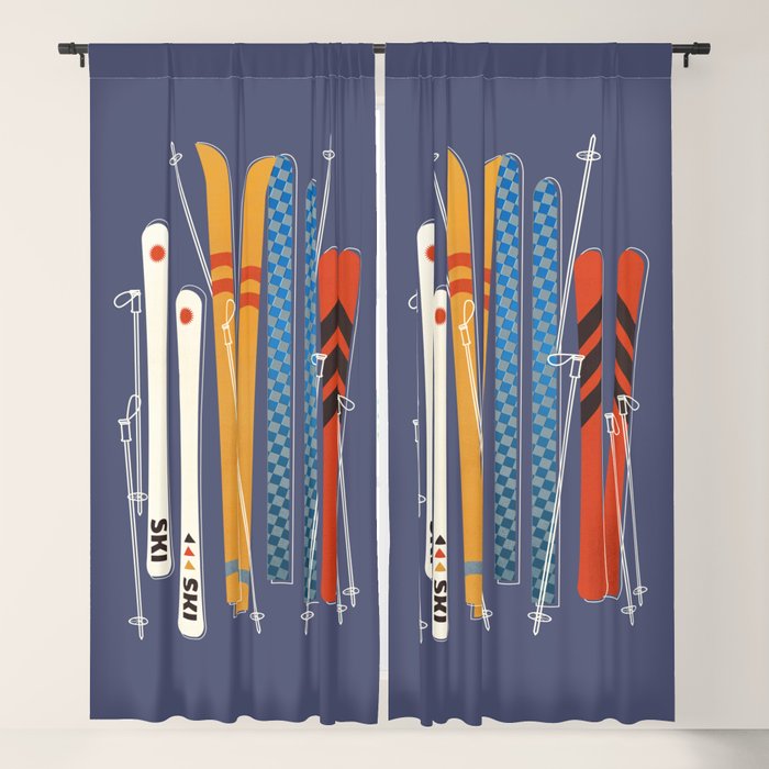 Retro Colorful Skis Window Curtain Gallery Image 5