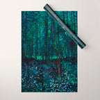 Vincent Van Gogh Trees & Underwood Teal Green Wrapping Paper Gallery Image 1