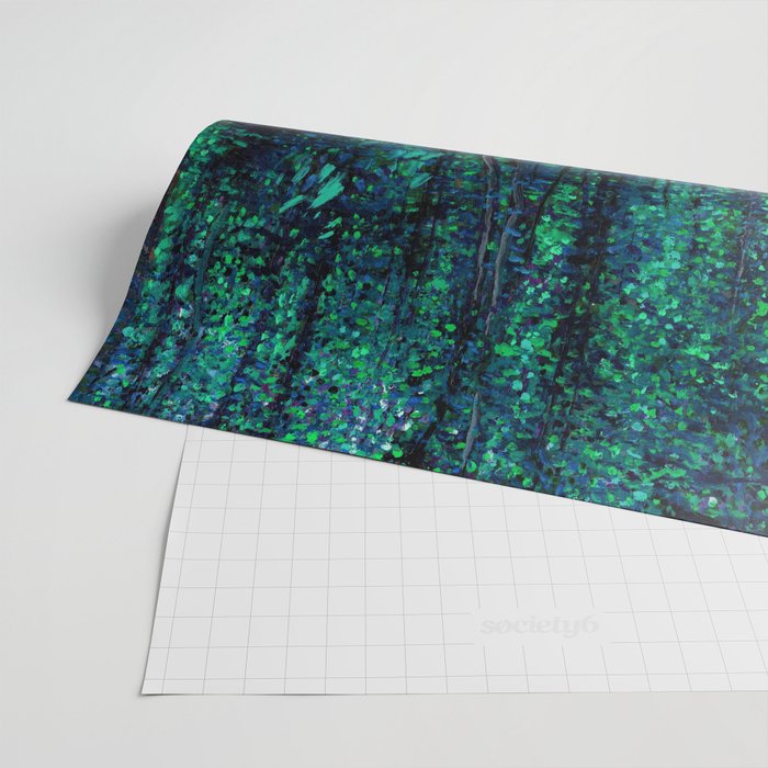 Vincent Van Gogh Trees & Underwood Teal Green Wrapping Paper Gallery Image 2