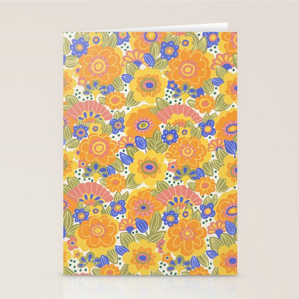 Dalia Floral Orange Pattern Stationery Card Gallery Image 1