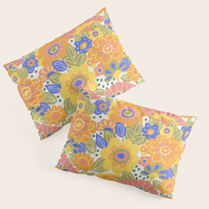 Dalia Floral Orange Pattern Pillow Sham Gallery Image 1