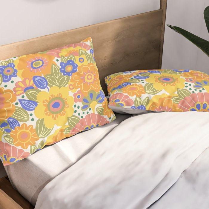 Dalia Floral Orange Pattern Pillow Sham Gallery Image 2