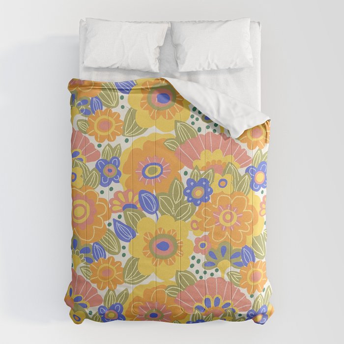Dalia Floral Orange Pattern Comforter Gallery Image 6