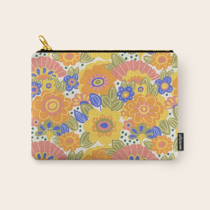 Dalia Floral Orange Pattern Carry All Pouch Gallery Image 1