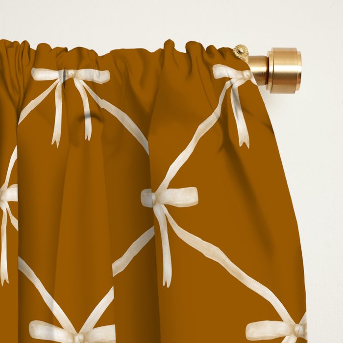 Bows & Ribbons Pattern XVII Burnt Ochre Window Curtain Gallery Image 2