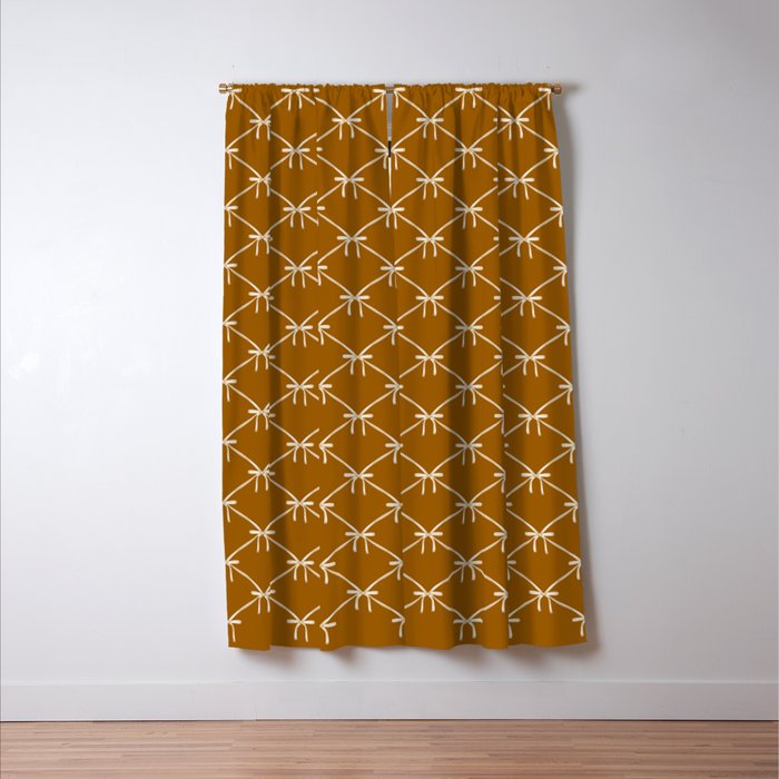 Bows & Ribbons Pattern XVII Burnt Ochre Window Curtain Gallery Image 3