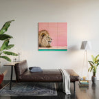 Lion in the Bathtub Wood Wall Art Gallery Image 2