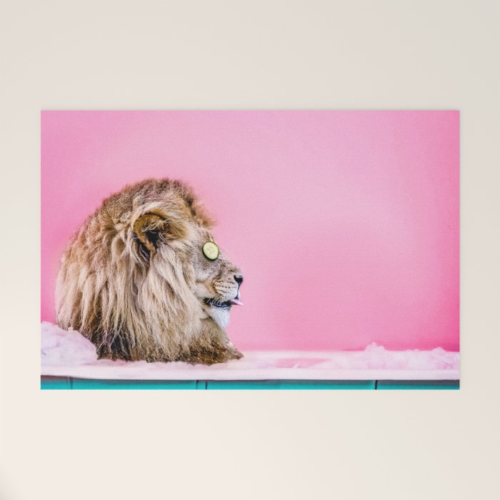 Lion in the Bathtub Welcome Mat Gallery Image 1