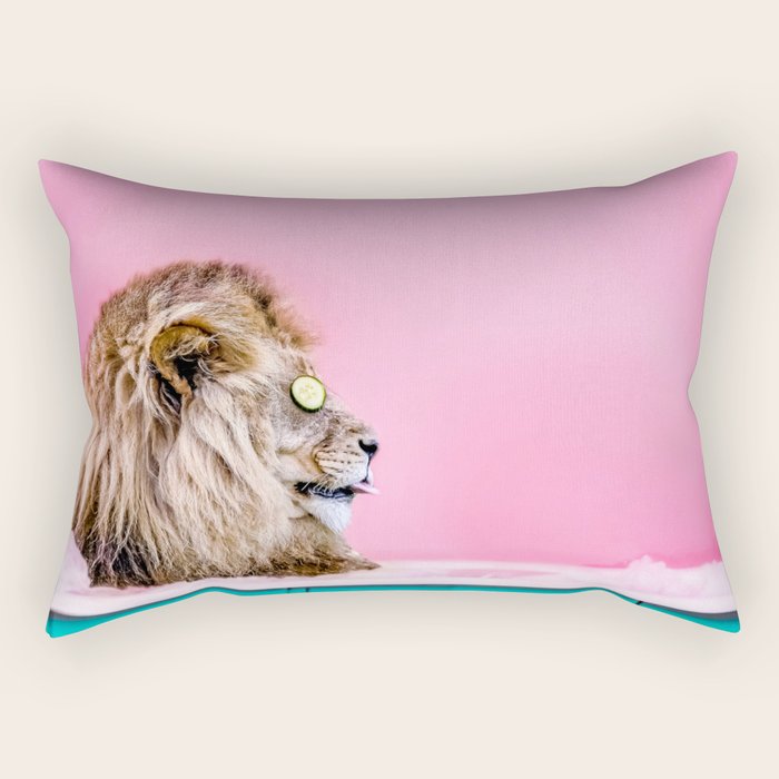 Lion in the Bathtub Rectangular Pillow Gallery Image 2