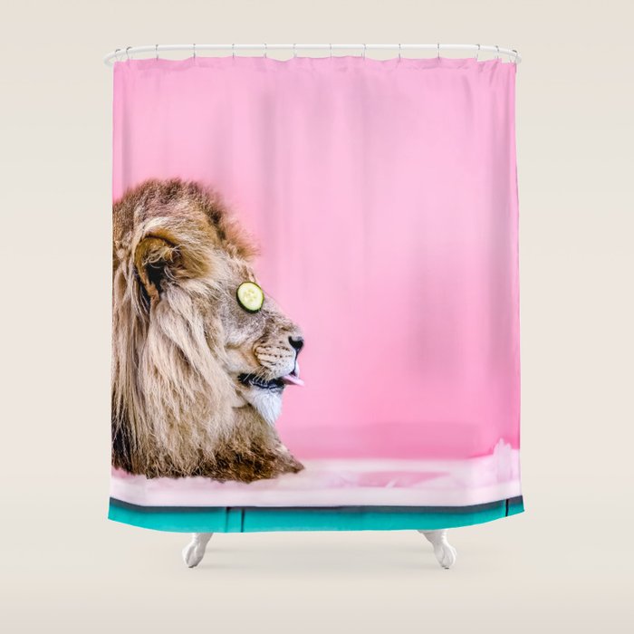 Lion in the Bathtub Shower Curtain Gallery Image 1