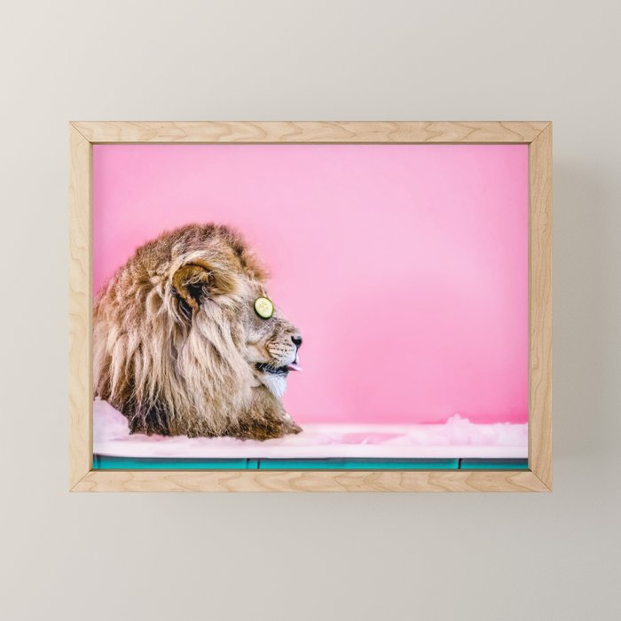 Lion in the Bathtub Mini Art Print Gallery Image 1