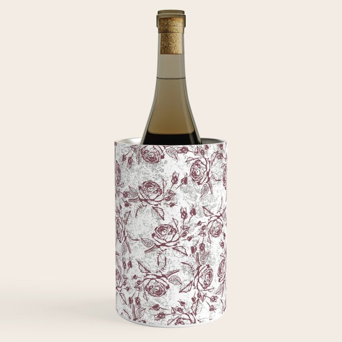 Vintage white gray burgundy floral marble Wine Chiller Gallery Image 1