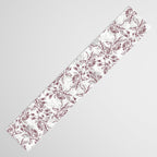 Vintage white gray burgundy floral marble Table Runner Gallery Image 3