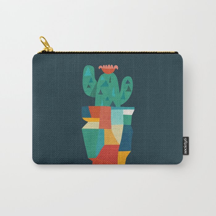 Blooming cactus in cracked pot Carry All Pouch Gallery Image 1