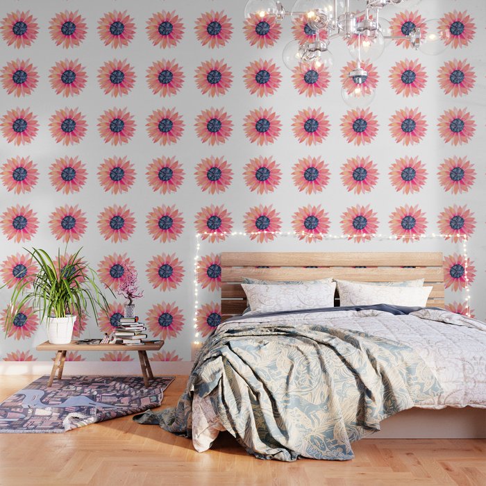 Single Sunflower â Pink & Indigo Wallpaper Gallery Image 1