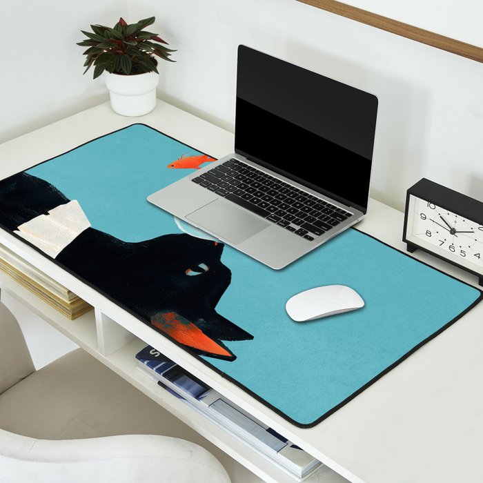 Cat and Goldfish Desk Mat Gallery Image 2