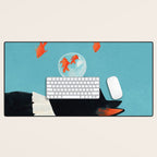 Cat and Goldfish Desk Mat Gallery Image 1