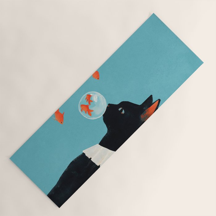 Cat and Goldfish Yoga Mat Gallery Image 1
