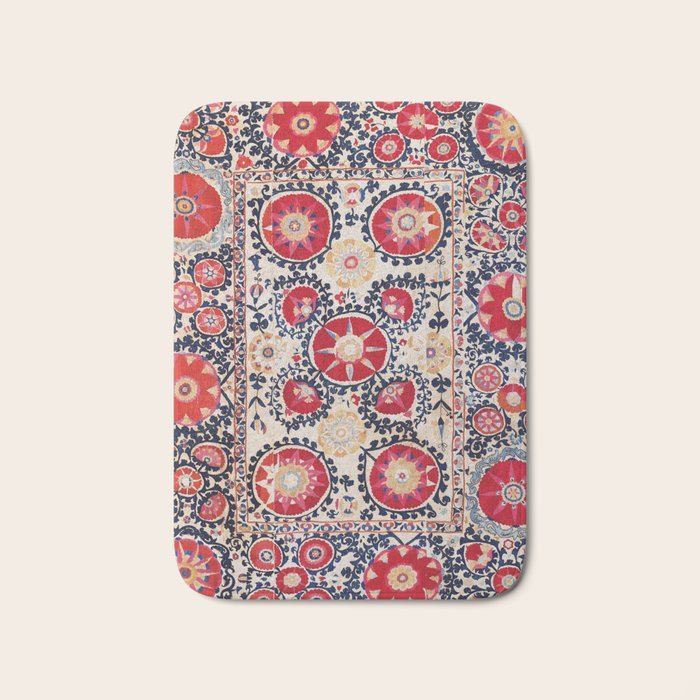 Shakhrisyabz Suzani Southwest Uzbekistan Embroidery Print Bath Mat Gallery Image 1