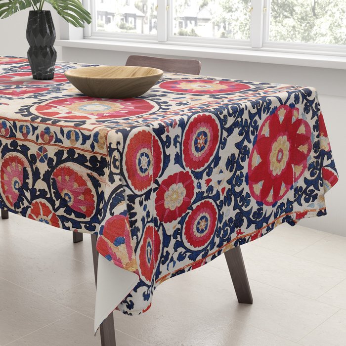 Shakhrisyabz Suzani Southwest Uzbekistan Embroidery Print Tablecloth Gallery Image 3
