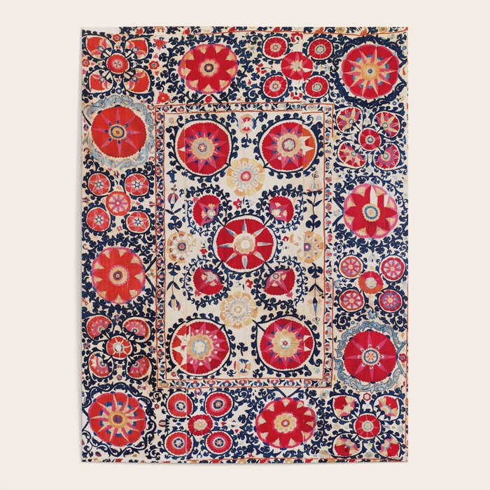 Shakhrisyabz Suzani Southwest Uzbekistan Embroidery Print Poster Gallery Image 1