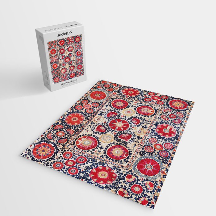 Shakhrisyabz Suzani Southwest Uzbekistan Embroidery Print Jigsaw Puzzle Gallery Image 2
