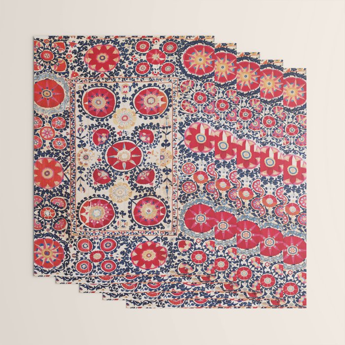 Shakhrisyabz Suzani Southwest Uzbekistan Embroidery Print Wrapping Paper Gallery Image 3