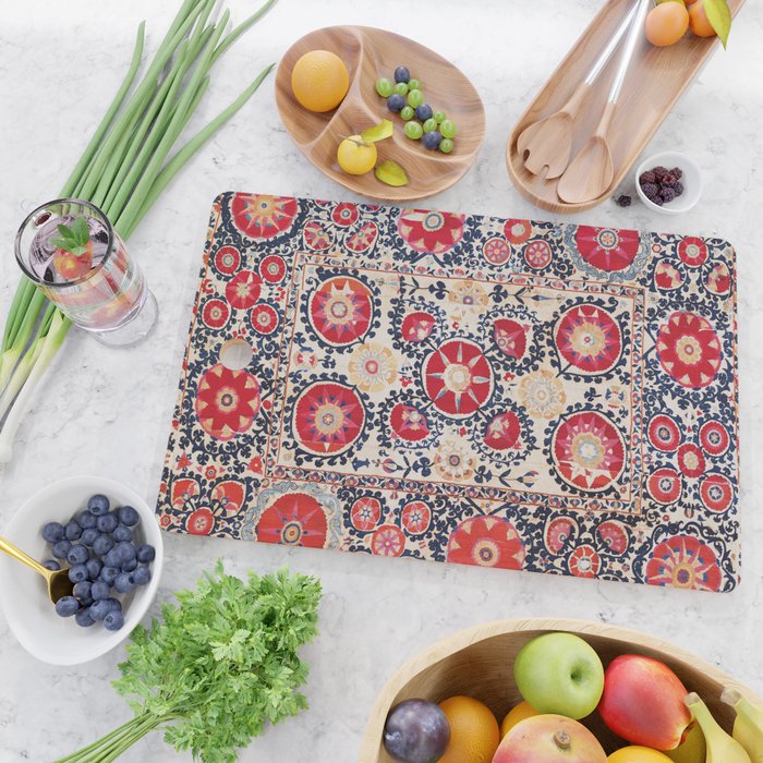 Shakhrisyabz Suzani Southwest Uzbekistan Embroidery Print Cutting Board Gallery Image 2