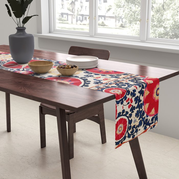 Shakhrisyabz Suzani Southwest Uzbekistan Embroidery Print Table Runner Gallery Image 2