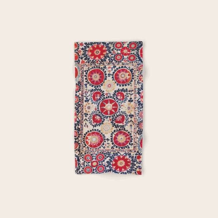 Shakhrisyabz Suzani Southwest Uzbekistan Embroidery Print Bath Towel Gallery Image 1