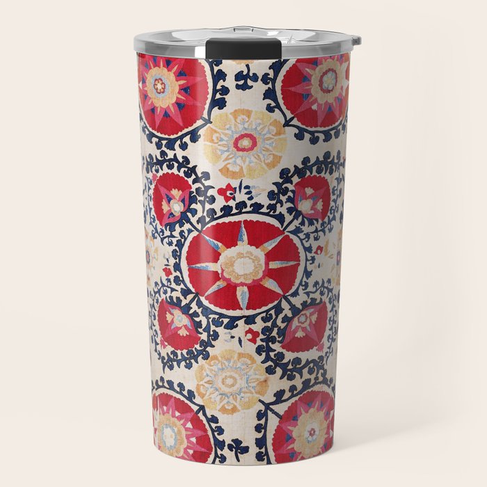 Shakhrisyabz Suzani Southwest Uzbekistan Embroidery Print Travel Mug Gallery Image 1