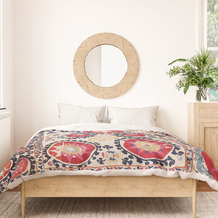 Shakhrisyabz Suzani Southwest Uzbekistan Embroidery Print Duvet Cover Gallery Image 3