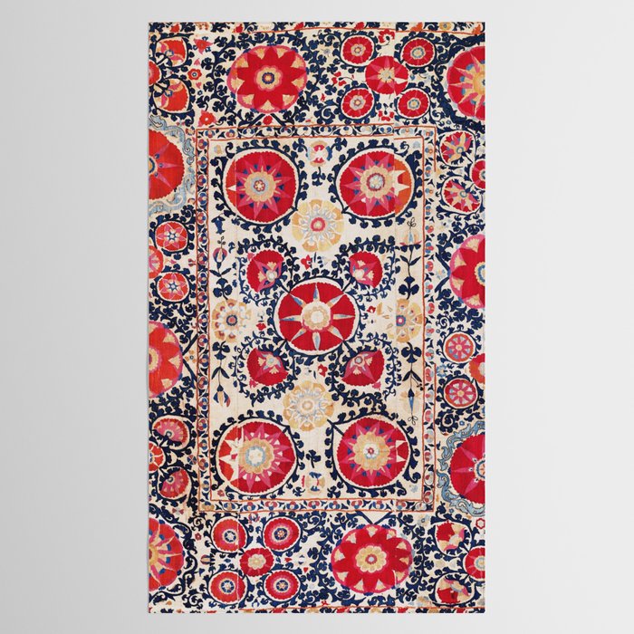 Shakhrisyabz Suzani Southwest Uzbekistan Embroidery Print Tablecloth Gallery Image 2
