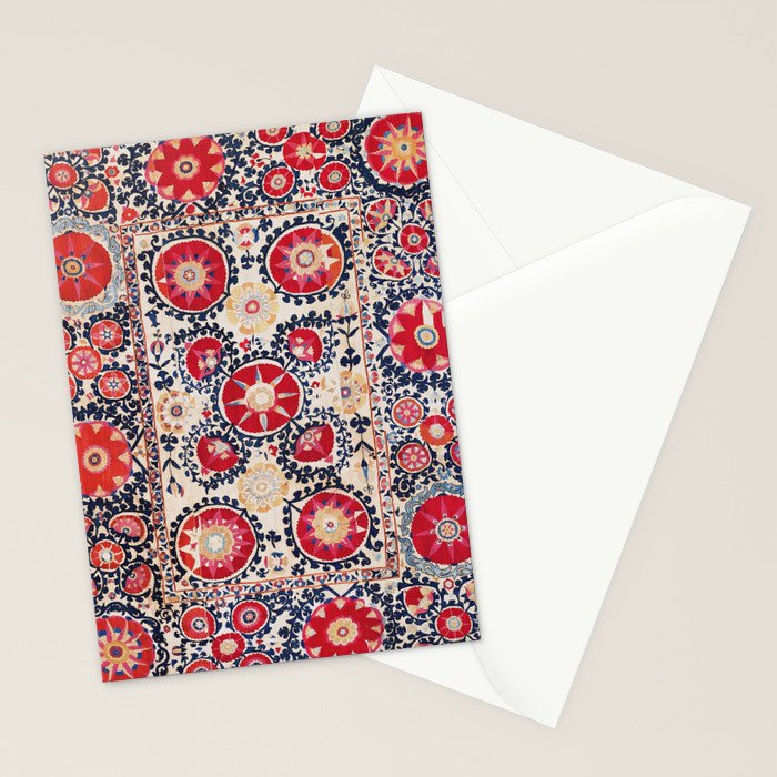 Shakhrisyabz Suzani Southwest Uzbekistan Embroidery Print Stationery Card Gallery Image 2
