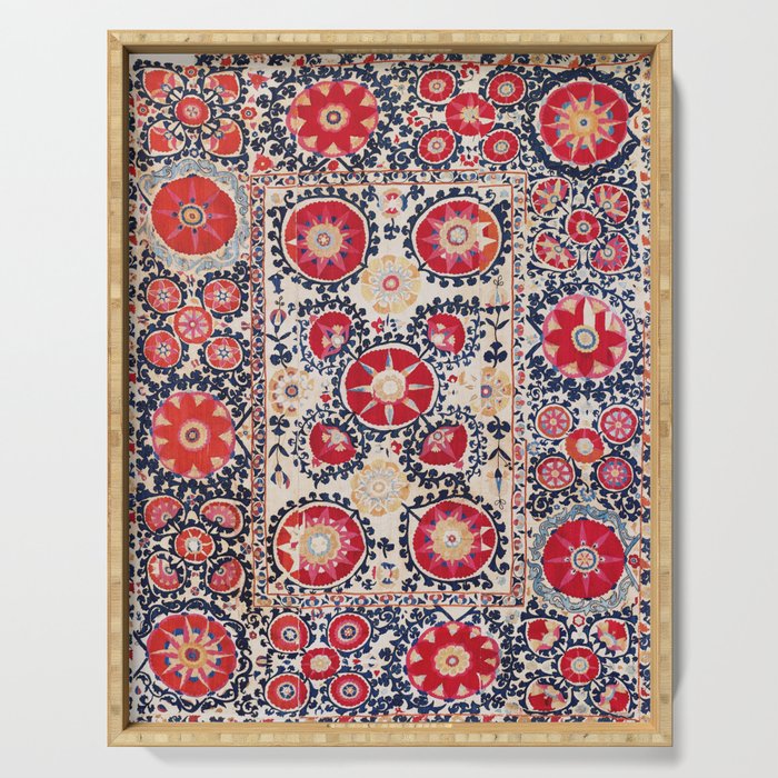 Shakhrisyabz Suzani Southwest Uzbekistan Embroidery Print Serving Tray Gallery Image 1