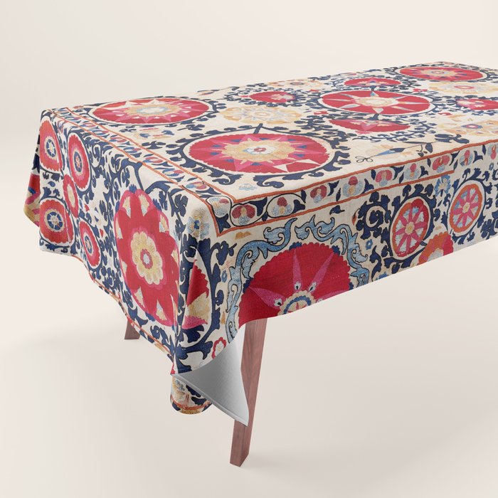 Shakhrisyabz Suzani Southwest Uzbekistan Embroidery Print Tablecloth Gallery Image 1