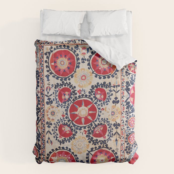 Shakhrisyabz Suzani Southwest Uzbekistan Embroidery Print Duvet Cover Gallery Image 6