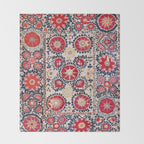 Shakhrisyabz Suzani Southwest Uzbekistan Embroidery Print Throw Blanket Gallery Image 2