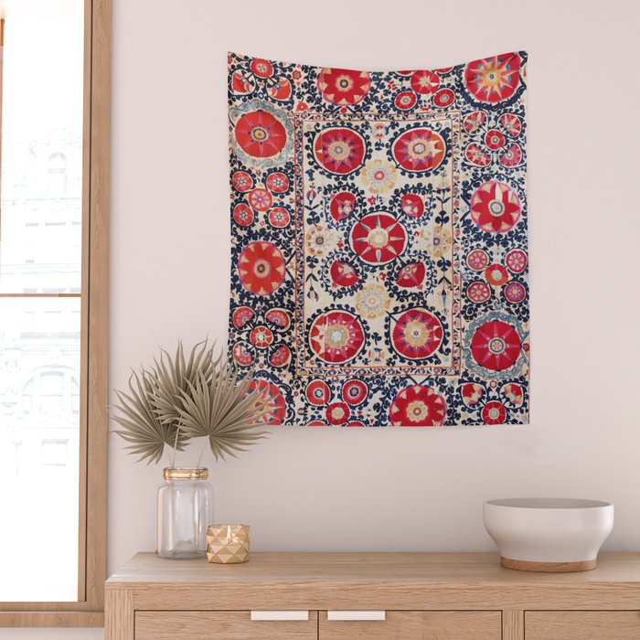 Shakhrisyabz Suzani Southwest Uzbekistan Embroidery Print Wall Tapestry Gallery Image 2