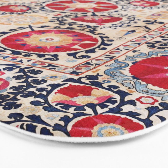 Shakhrisyabz Suzani Southwest Uzbekistan Embroidery Print Bath Mat Gallery Image 3