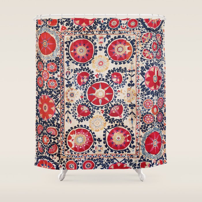 Shakhrisyabz Suzani Southwest Uzbekistan Embroidery Print Shower Curtain Gallery Image 1