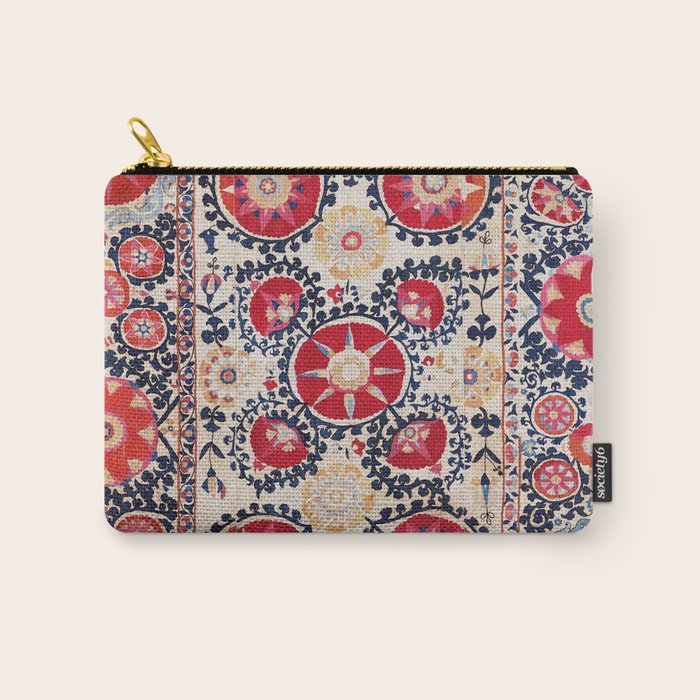 Shakhrisyabz Suzani Southwest Uzbekistan Embroidery Print Carry All Pouch Gallery Image 1