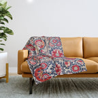 Shakhrisyabz Suzani Southwest Uzbekistan Embroidery Print Throw Blanket Gallery Image 1